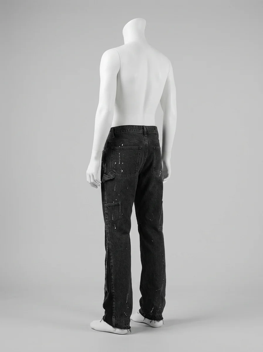 Pantalon flare denim extensible homme patchwork moderne - Vue 6 - Pantalon flare