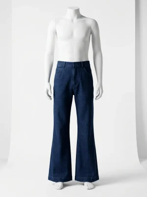 Pantalon flare denim homme ample taille haute hiver - Vue 1 - Pantalon flare