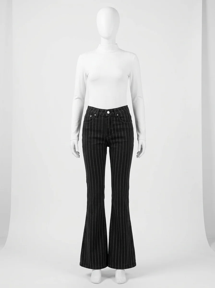 Pantalon flare denim taille basse vintage femme - Vue 1 - Pantalon flare