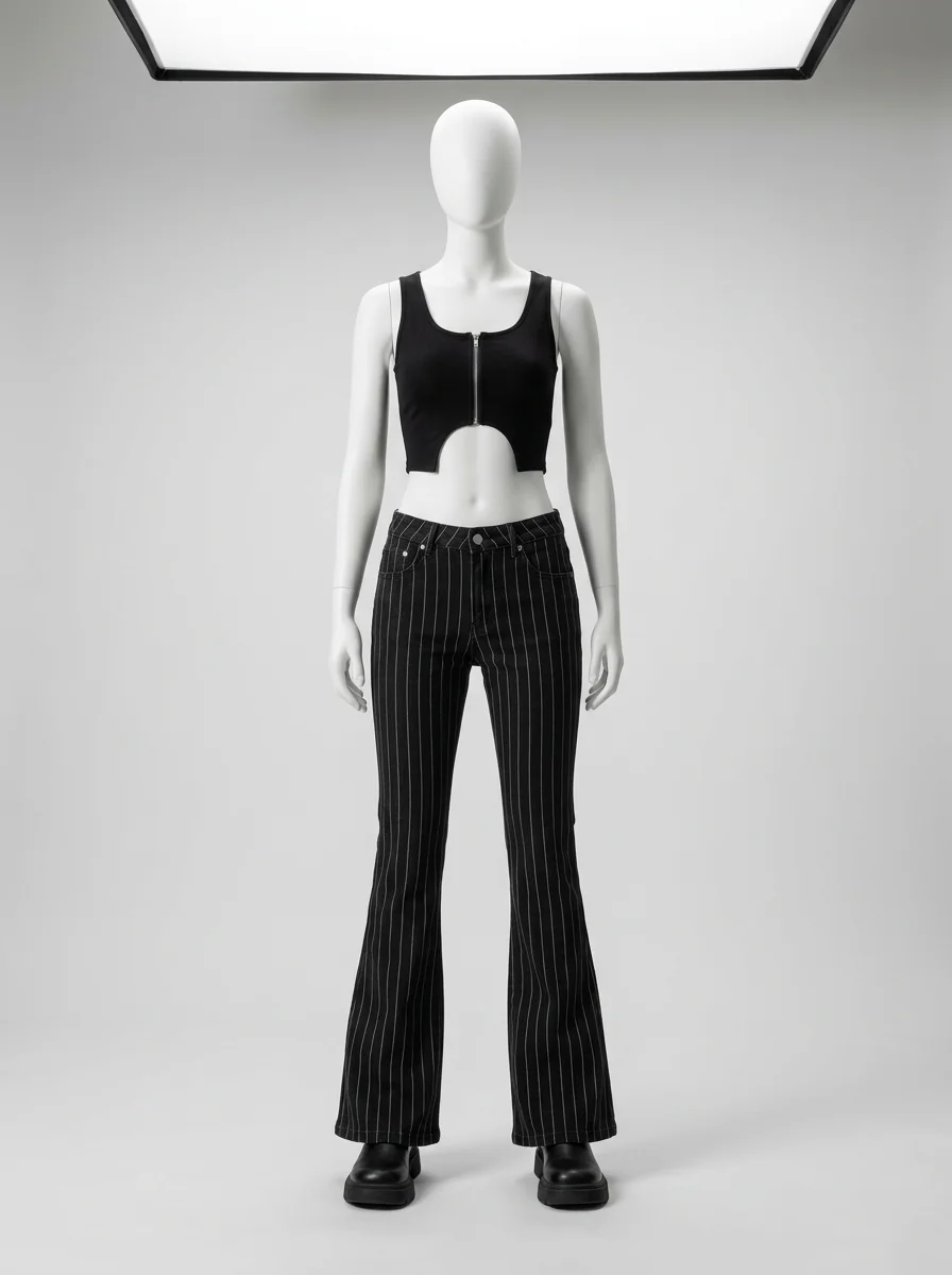 Pantalon flare denim taille basse vintage femme - Vue 11 - Pantalon flare