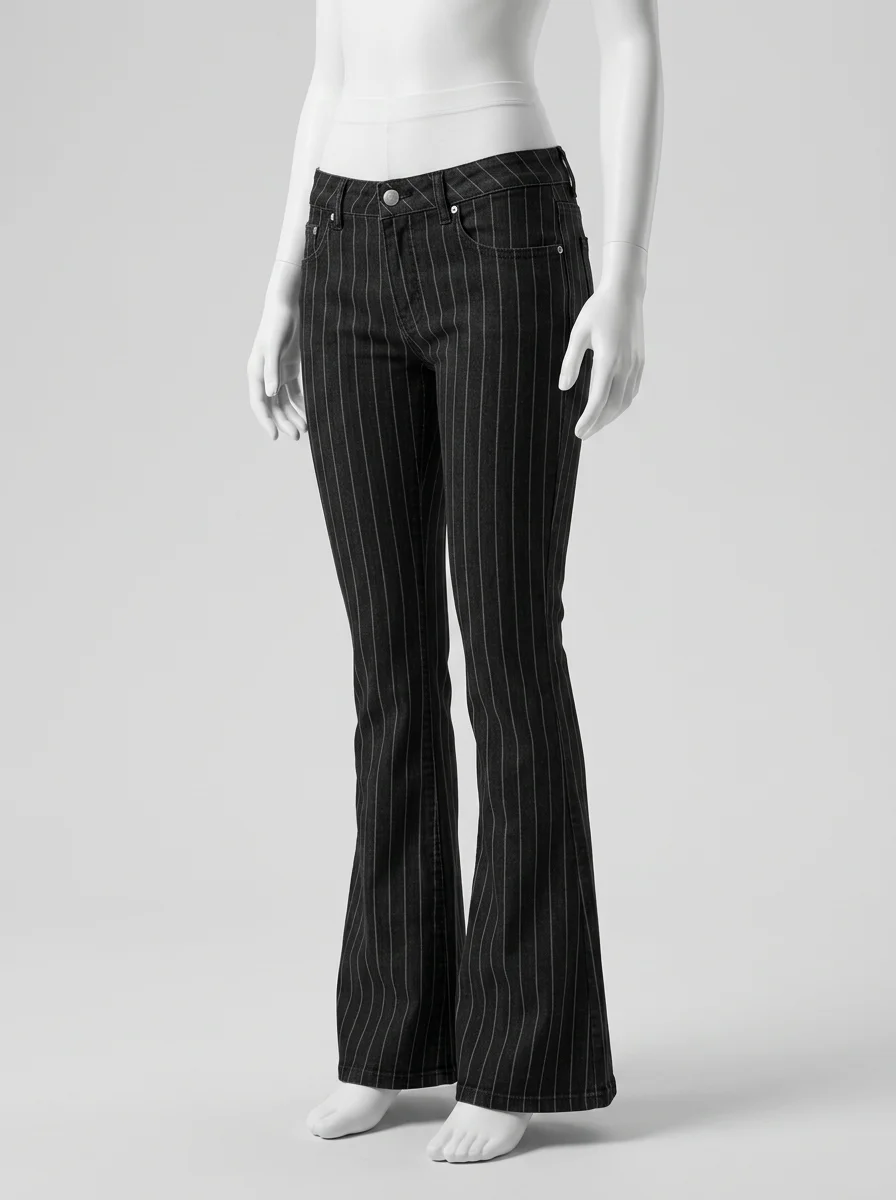 Pantalon flare denim taille basse vintage femme - Vue 3 - Pantalon flare