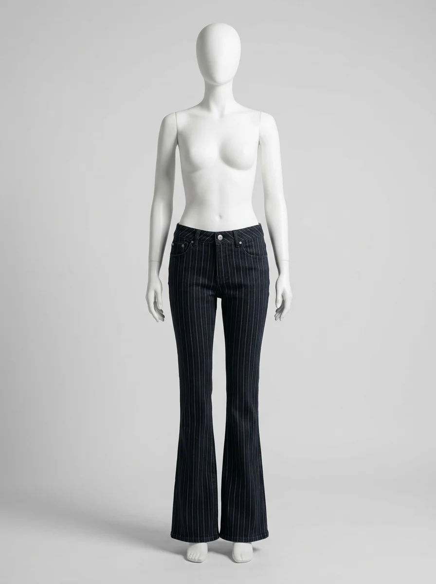 Pantalon flare denim taille basse vintage femme - Vue 8 - Pantalon flare