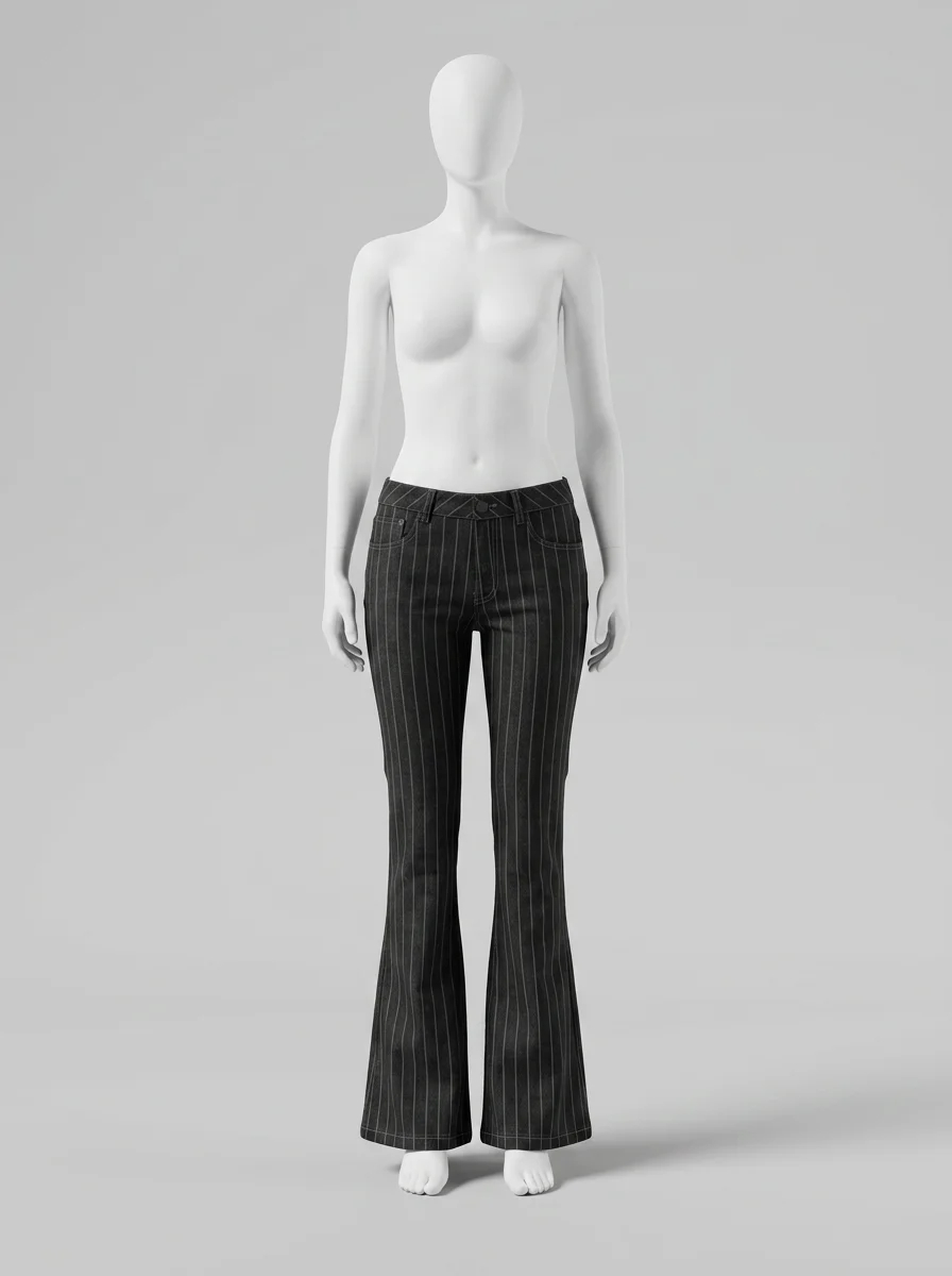 Pantalon flare denim taille basse vintage femme - Vue 9 - Pantalon flare