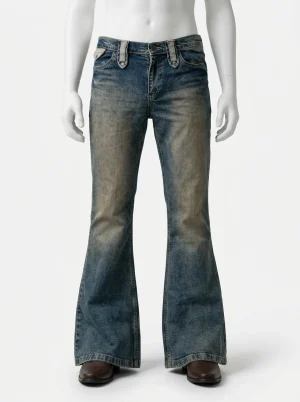 Pantalon flare denim vintage streetwear homme décontracté - Vue 1 - Pantalon flare
