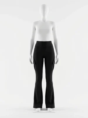 Pantalon flare élasthanne sport décontracté poches femme - Vue 1 - Pantalon flare