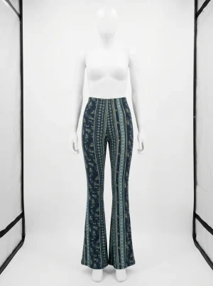 Pantalon flare extensible imprimé décontracté femme - Vue 1 - Pantalon flare