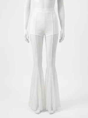 Pantalon flare maille transparente taille haute chic femme - Vue 1 - Pantalon flare