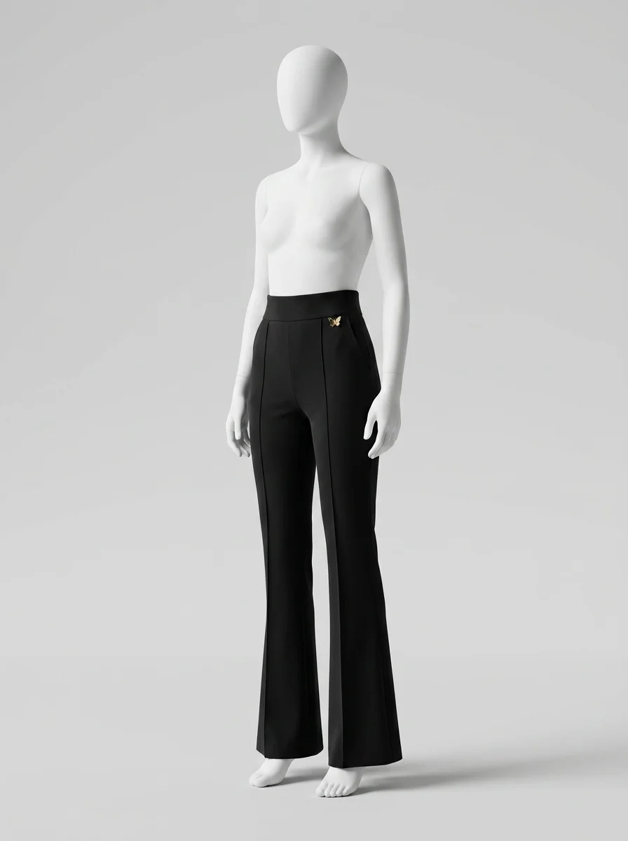 Pantalon flare nylon viscose business taille haute femme - Vue 2 - Pantalon flare