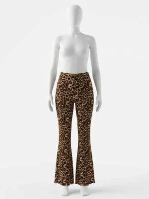 Pantalon flare taille élastique motif léopard sexy femme - Vue 1 - Pantalon flare